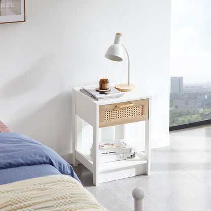 15.75&quot; Rattan End Table With Drawer, Modern Nightstand, Side Table For Living Room, Bedroom