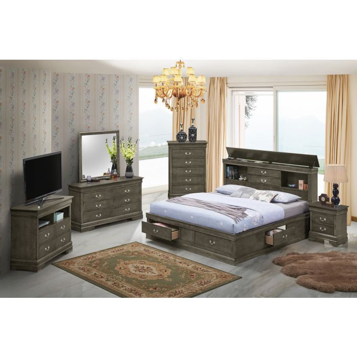 Traditional Style Bookcase Storage Bed