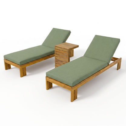 Outdoor Chaise Lounge Set &amp; Side Table, 5 Position Adjustable Patio Recliner