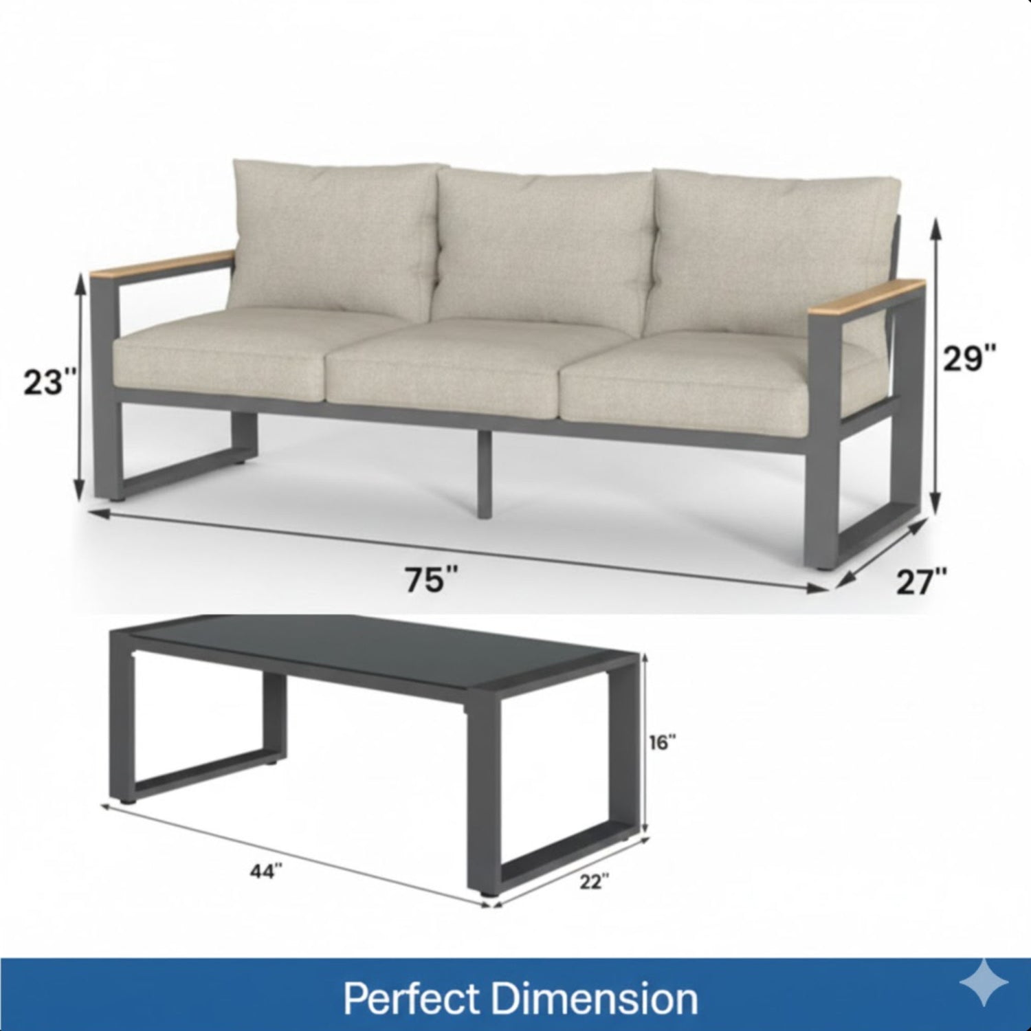 Modern Outdoor Sofa Set With Coffee Table