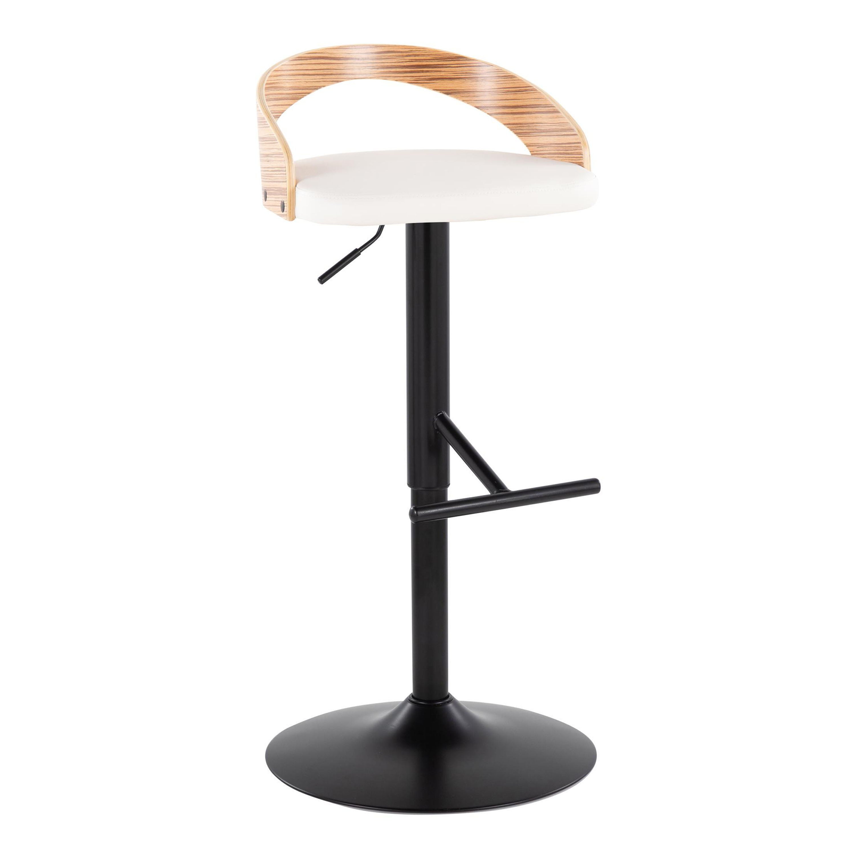 Grotto - Contemporary Adjustable Barstool With Swivel &amp; Straight T Footrest (Set of 2)