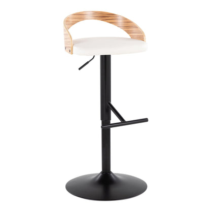 Grotto - Contemporary Adjustable Barstool With Swivel &amp; Straight T Footrest (Set of 2)