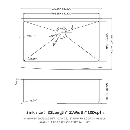 Farmhouse Kitchen Sink, Stainless Steel, Apron Front