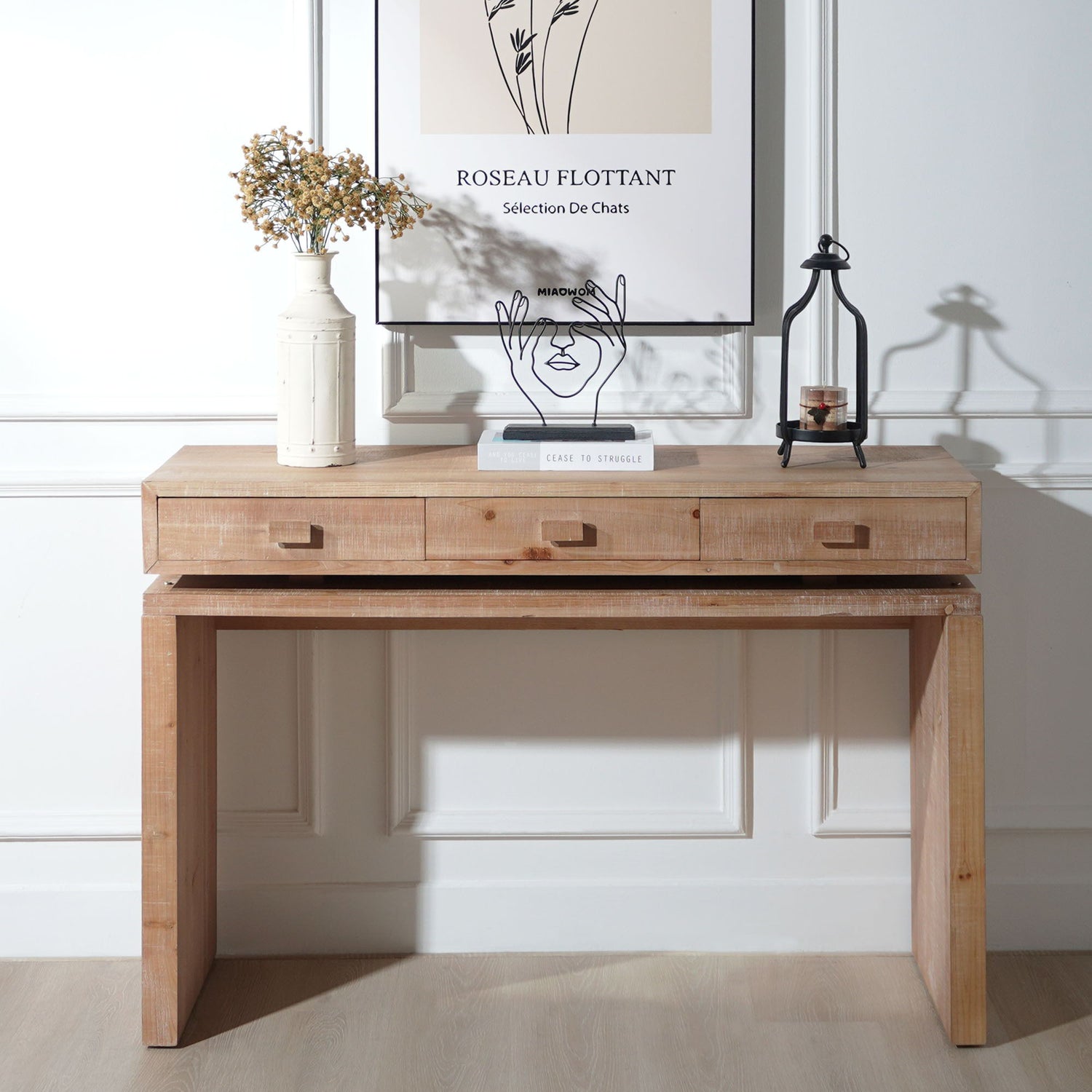 Rustic Wood Console Table With 3 Drawers Entryway Table For Hallway, Foyer, Or Office - Natural / Natural &amp; Light Brown / Natural Wood / Natural Wood Wash / Natural / Rustic