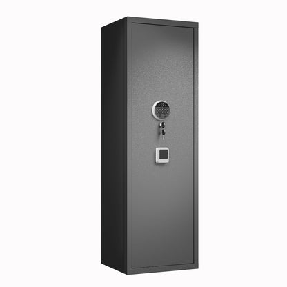 Rifle Safe, Biometric &amp; Keypad Lock, Adjustable Gun Racks With Built In Alarm System