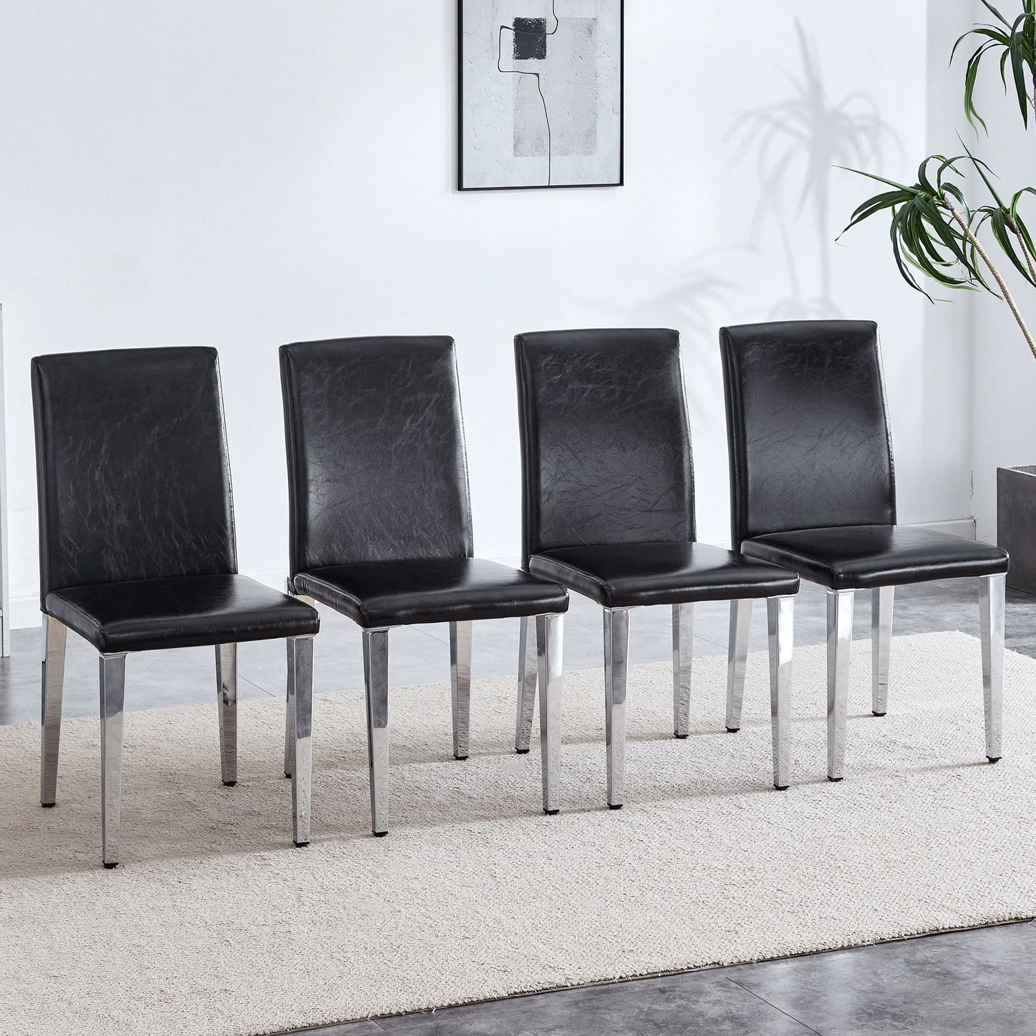 Elegant Upholstered Chairs &amp; Metal Legs