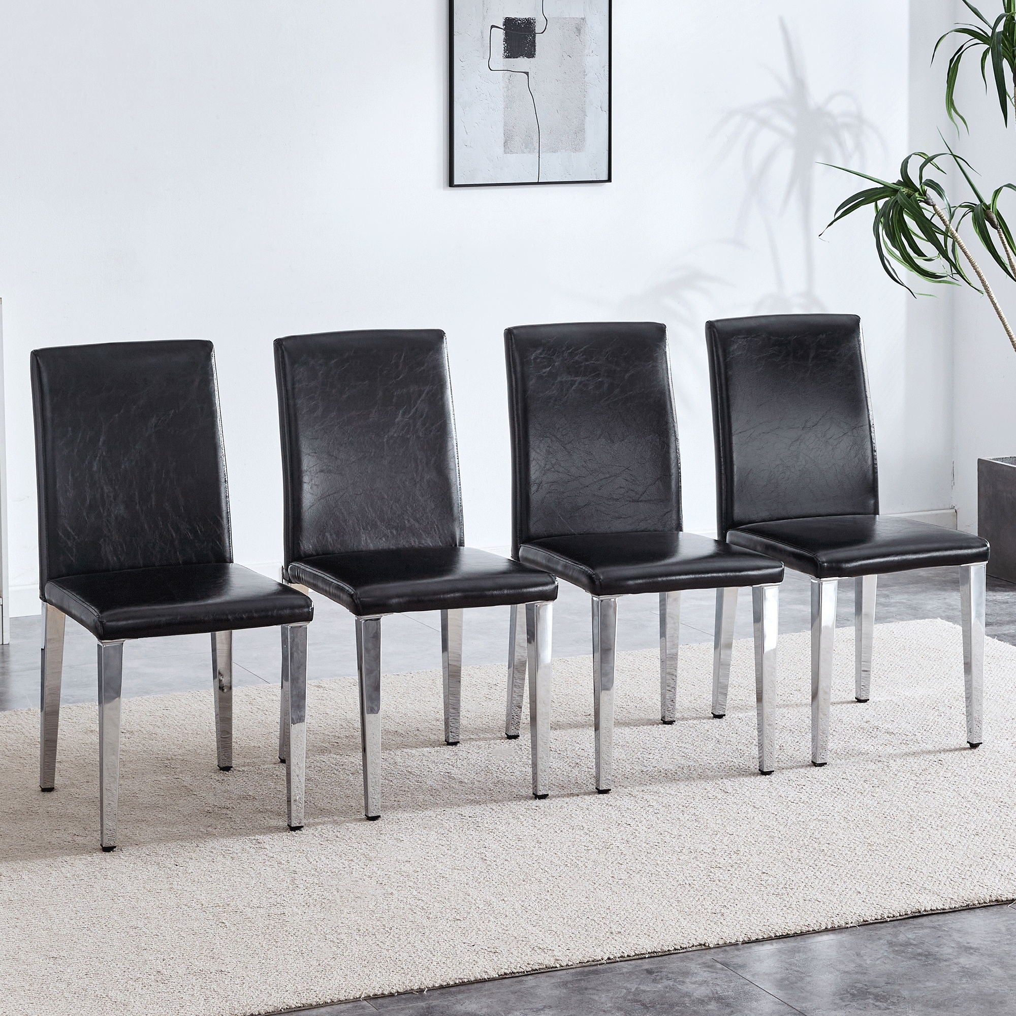 Elegant Upholstered Chairs &amp; Metal Legs
