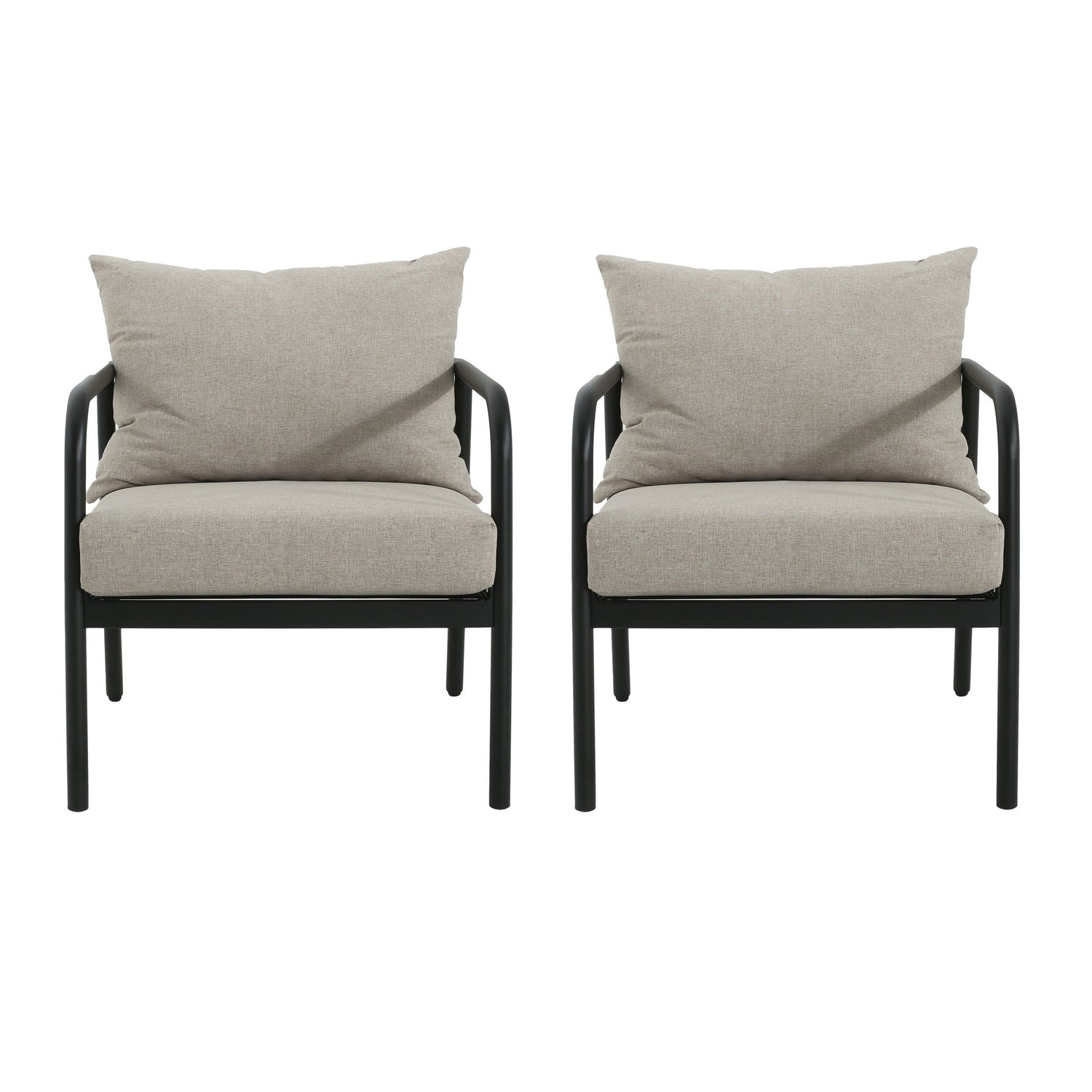 Leora - Modern Minimalist Round Tube Sofa Chair With Cushions - Beige / Black