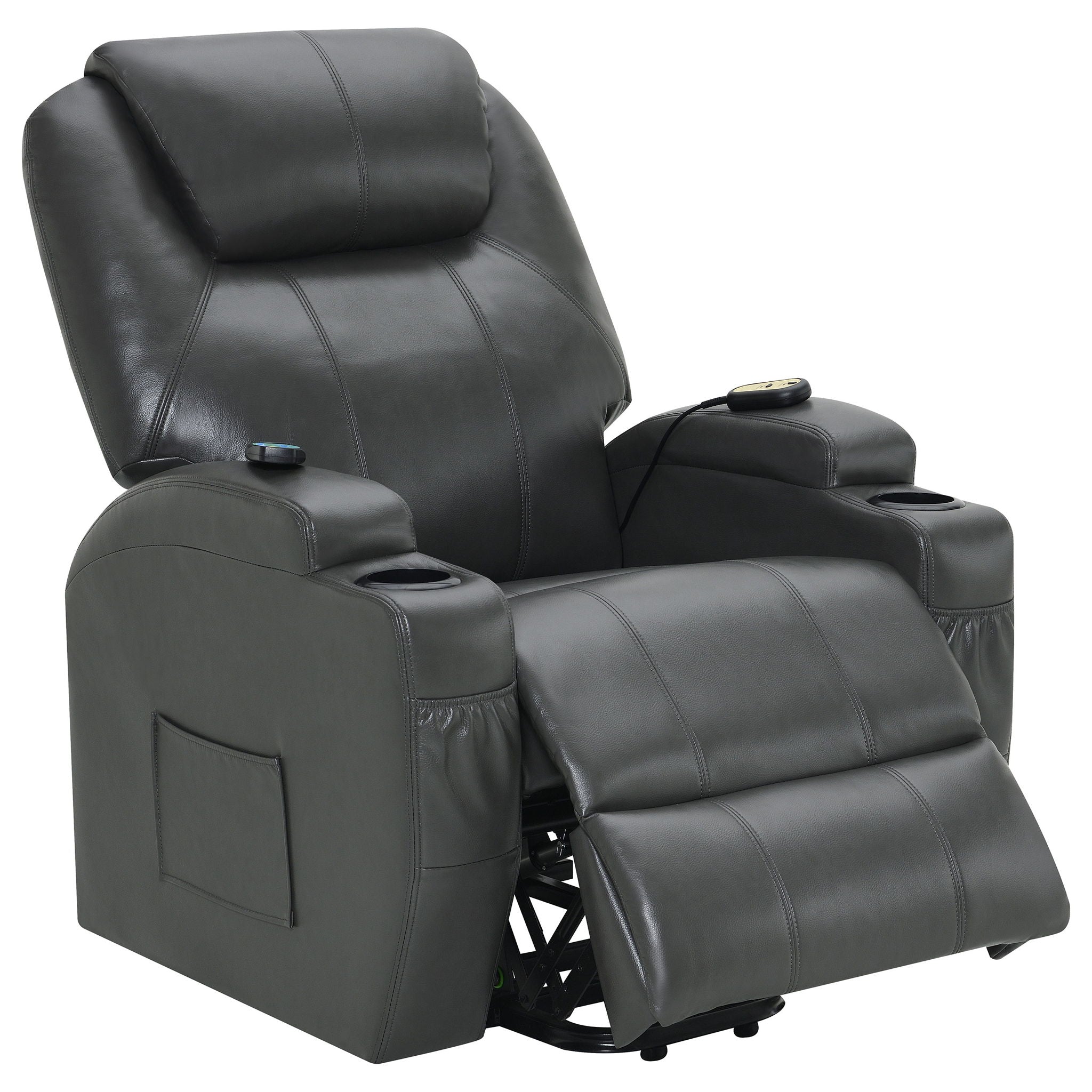 Rexford - Power Lift Recliner Chair With Massage Comfort With Lift Assist, Heat &amp; Massage Features - Charcoal Gray