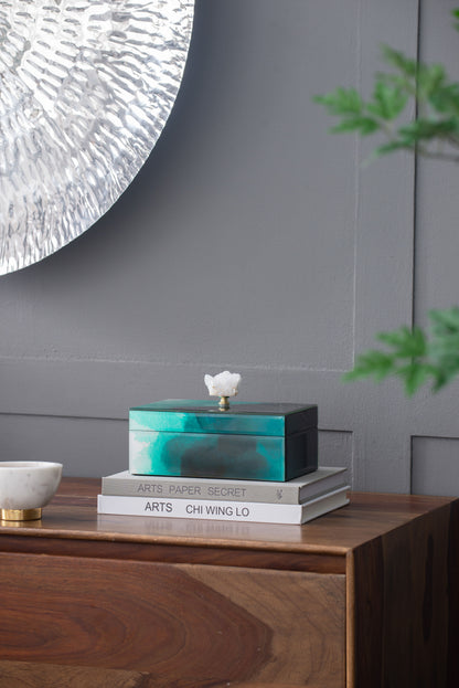 Bethany - Aqua Jewelry Box, Stackable Decorative Storage Boxes &amp; Lids