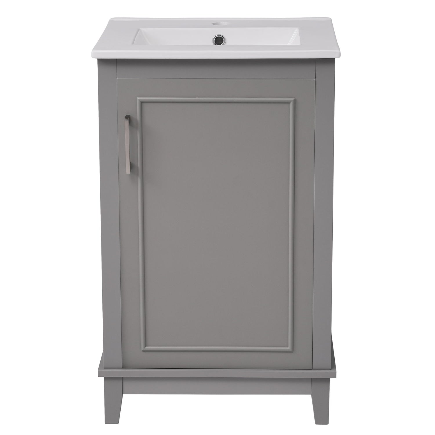 Modern Small Bathroom Vanity Cabinet With Ceramic Basin, Ample Storage, 1 Soft Close Door