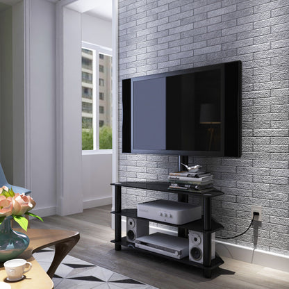 43.3&quot; Multi-Function TV Stand Height Adjustable Bracket Swivel 3 Tier - Black