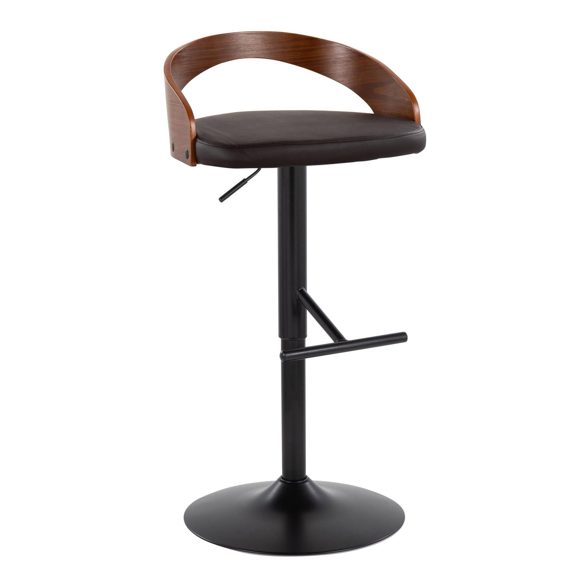 Grotto - Contemporary Adjustable Barstool &amp; Swivel With Straight T Footrest (Set of 2)