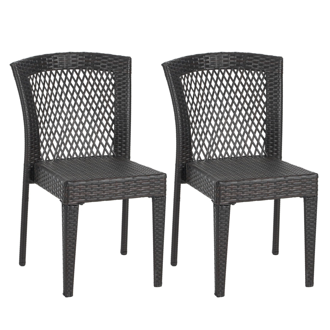 Outdoor Dining Chairs, Stackable Chairs With UV Resistant Frame (Set of 2) - Brown Multi