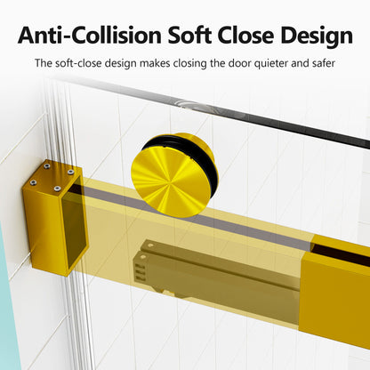 Frameless Double Sliding Soft-Close Shower Door, 3 / 8&quot; (10Mm) Thick SGCC Tempered Glass Door, Matte