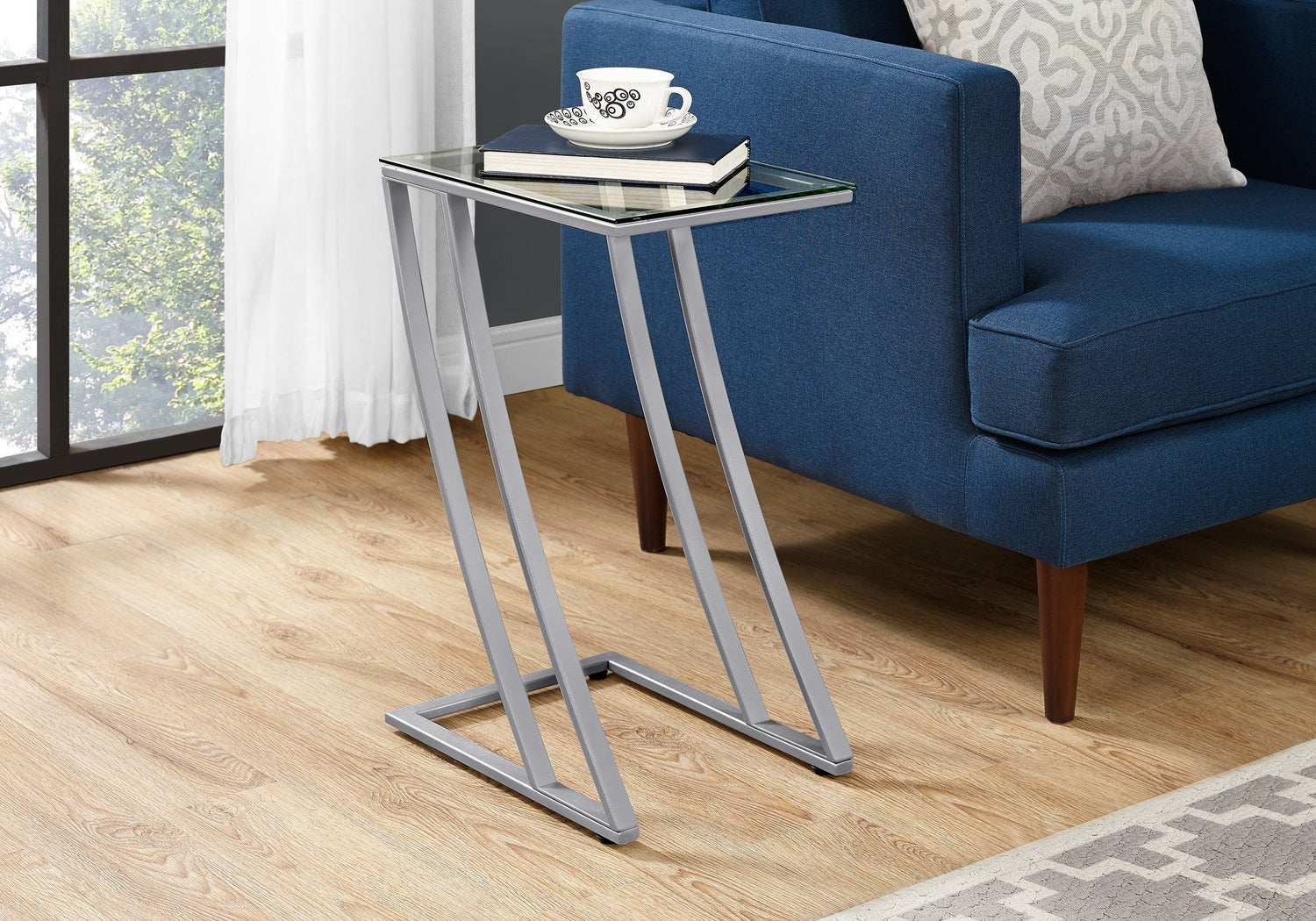 Accent Table, C - Shaped, Sturdy Construction, Contemporary &amp; Modern