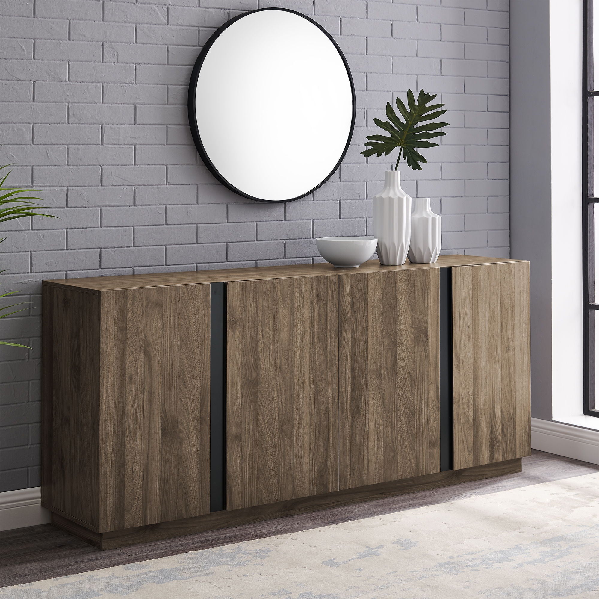Mid-Century Modern 3 Drawer Low TV Stand For TVs Up To 80&quot;
