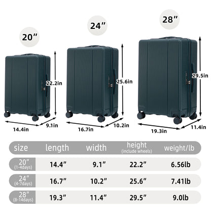 20&quot; / 24&quot; / 28&quot; 3 Pieces / Set Spinner Wheel Luggage, Carry On Suitcase, Matching Color, TSA Combination Lock