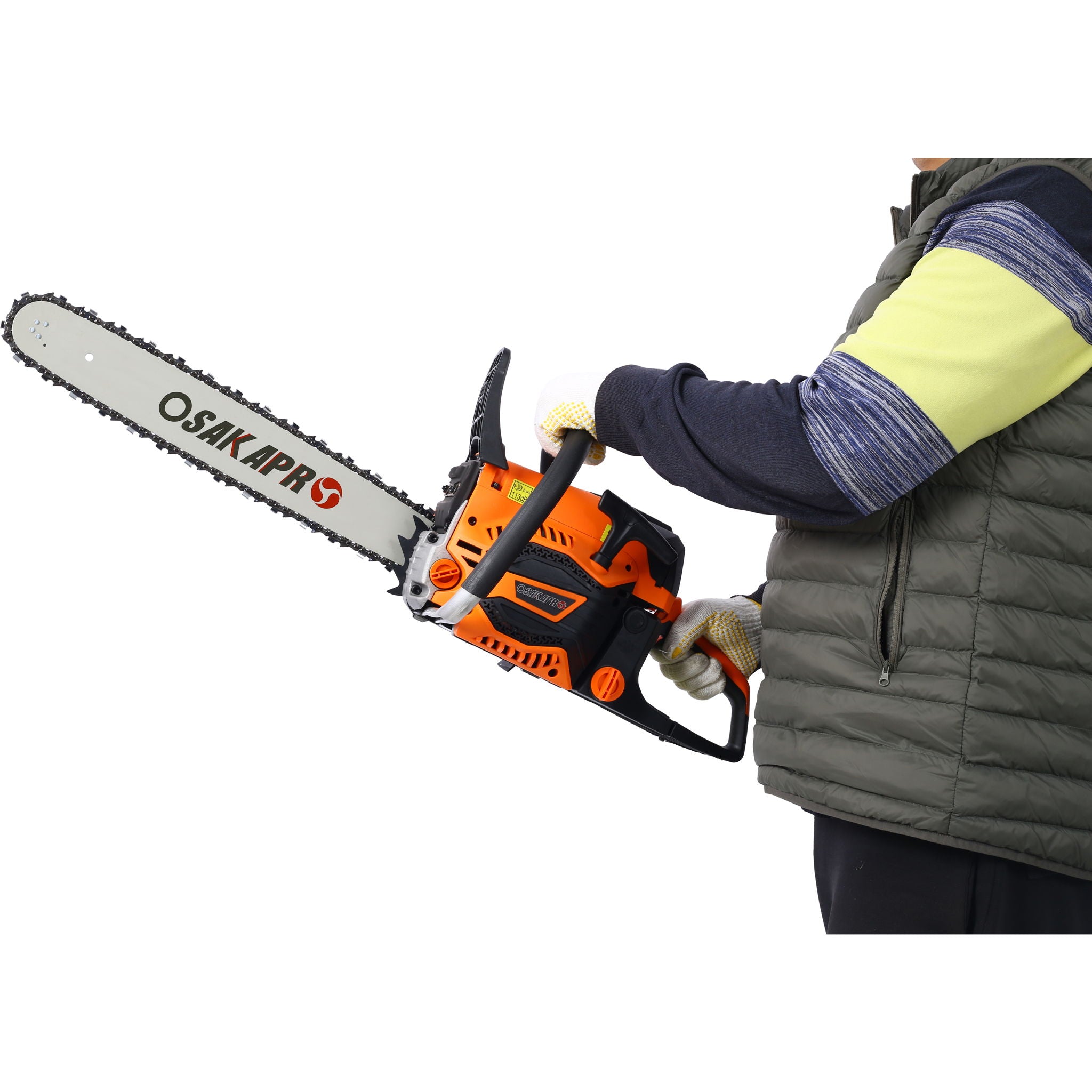 62Cc Gas Powered Chainsaw 2 Cycle Handheld Cordless Chain Saw Aluminium 18&quot; And 20&quot; Guide Bar - Orange