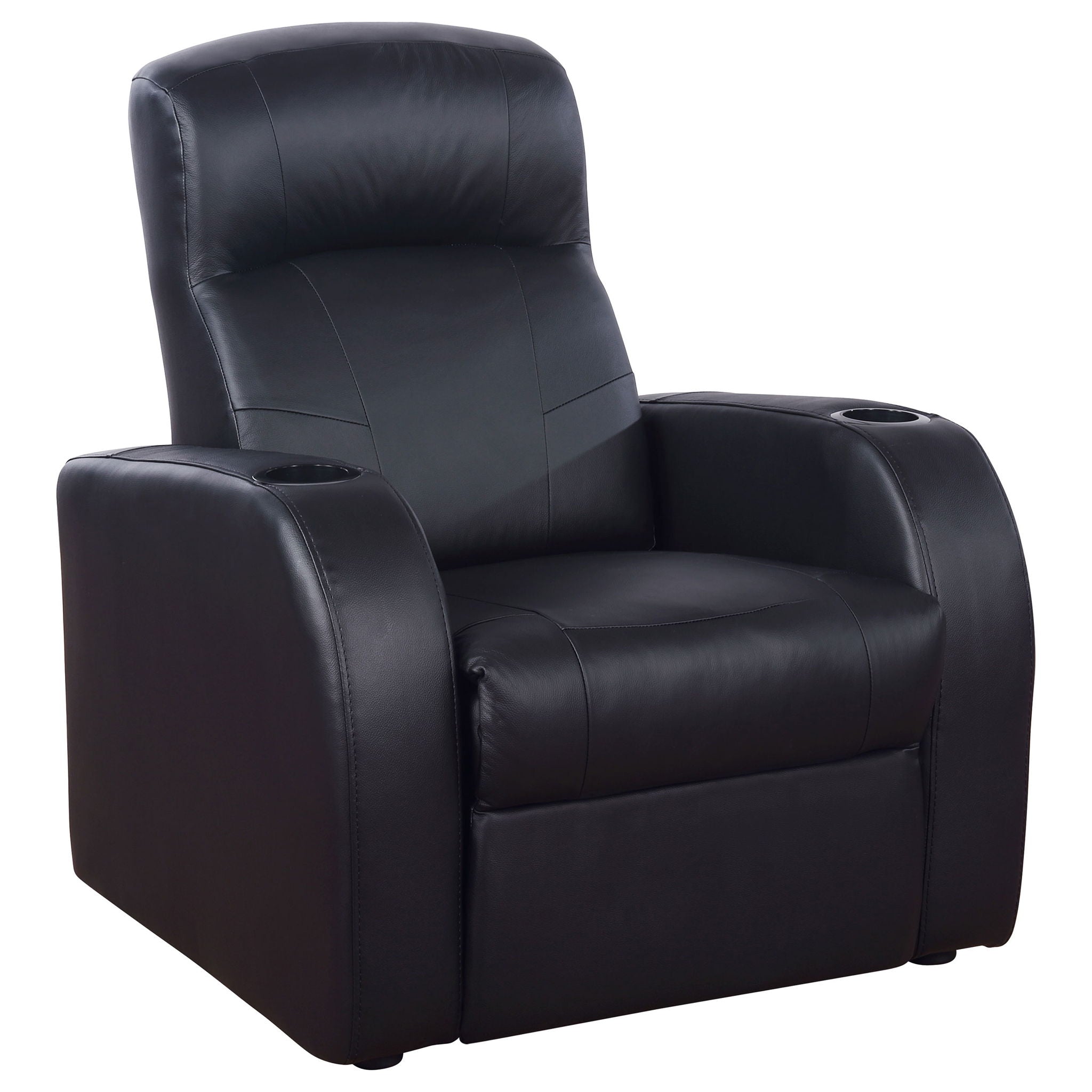 Franky - 7 Piece Seater Home Theater Set, Reclining Chairs &amp; Storage Consoles - Black