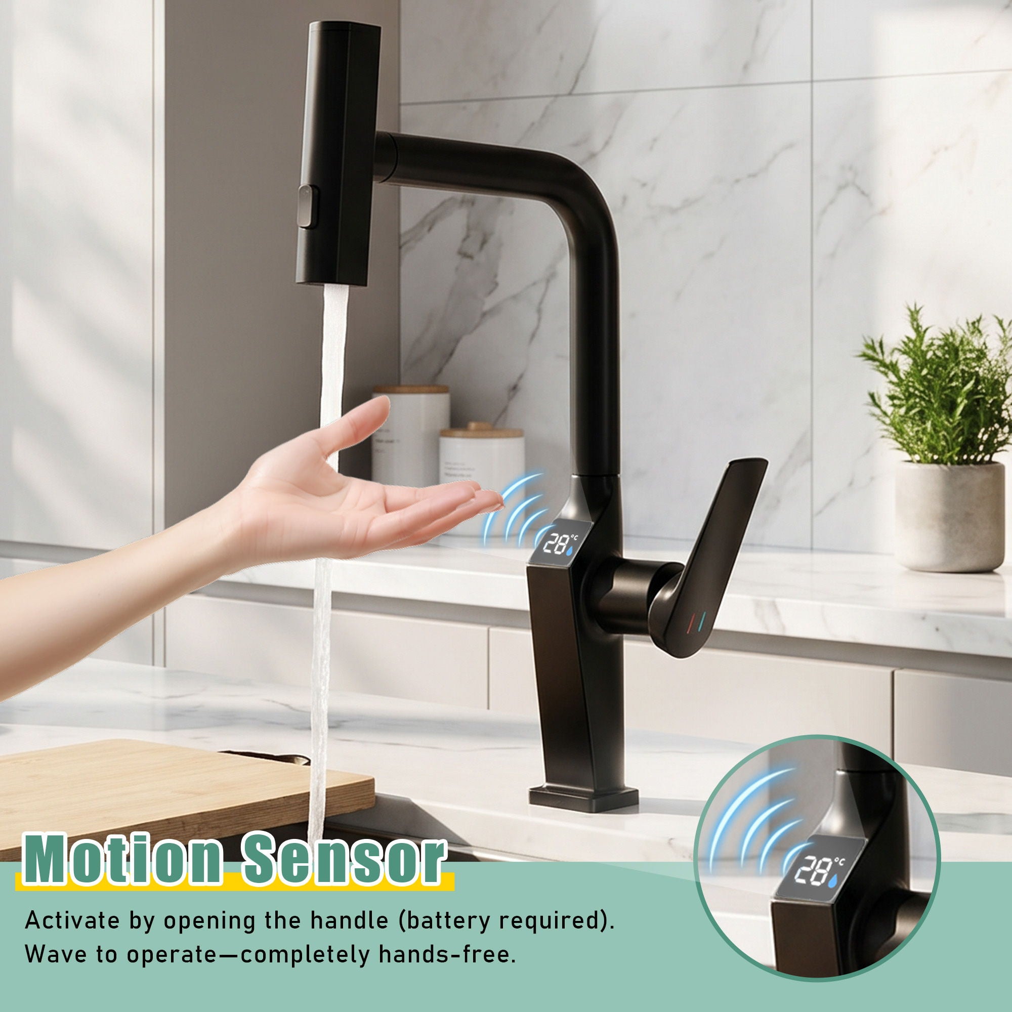 Touchless Kitchen Faucet With LED Display