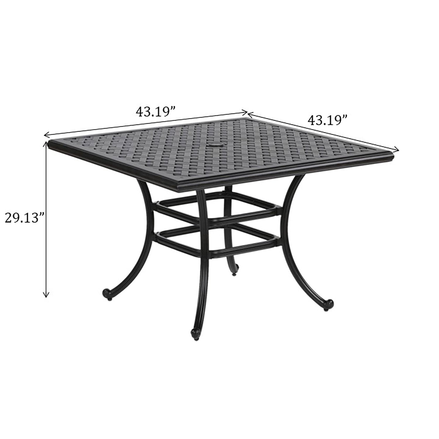 Square 4 Person 43.19&quot; Long Aluminum Dining Set With Cushions