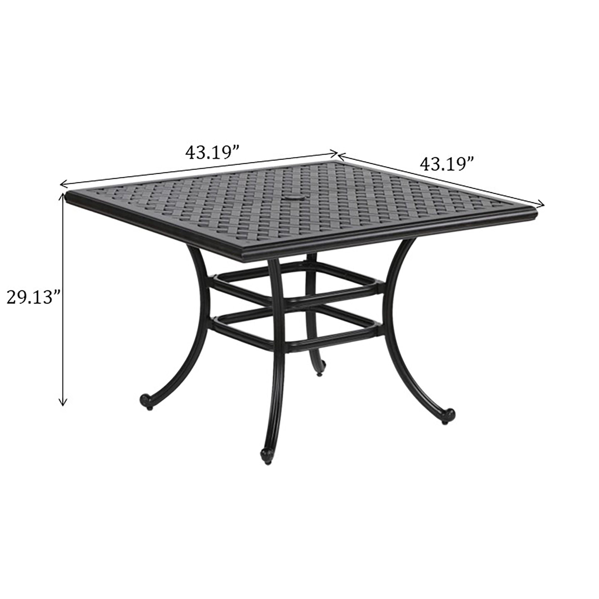 Square 4 Person 43.19&quot; Long Aluminum Dining Set With Cushions