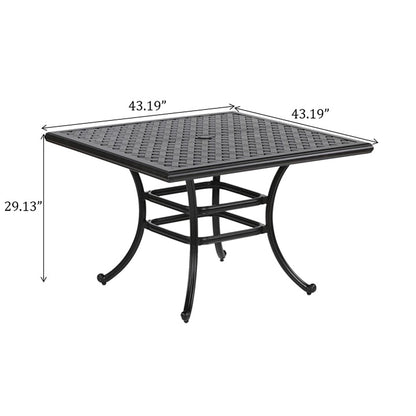 Square 4 Person 43.19&quot; Long Aluminum Dining Set With Cushions