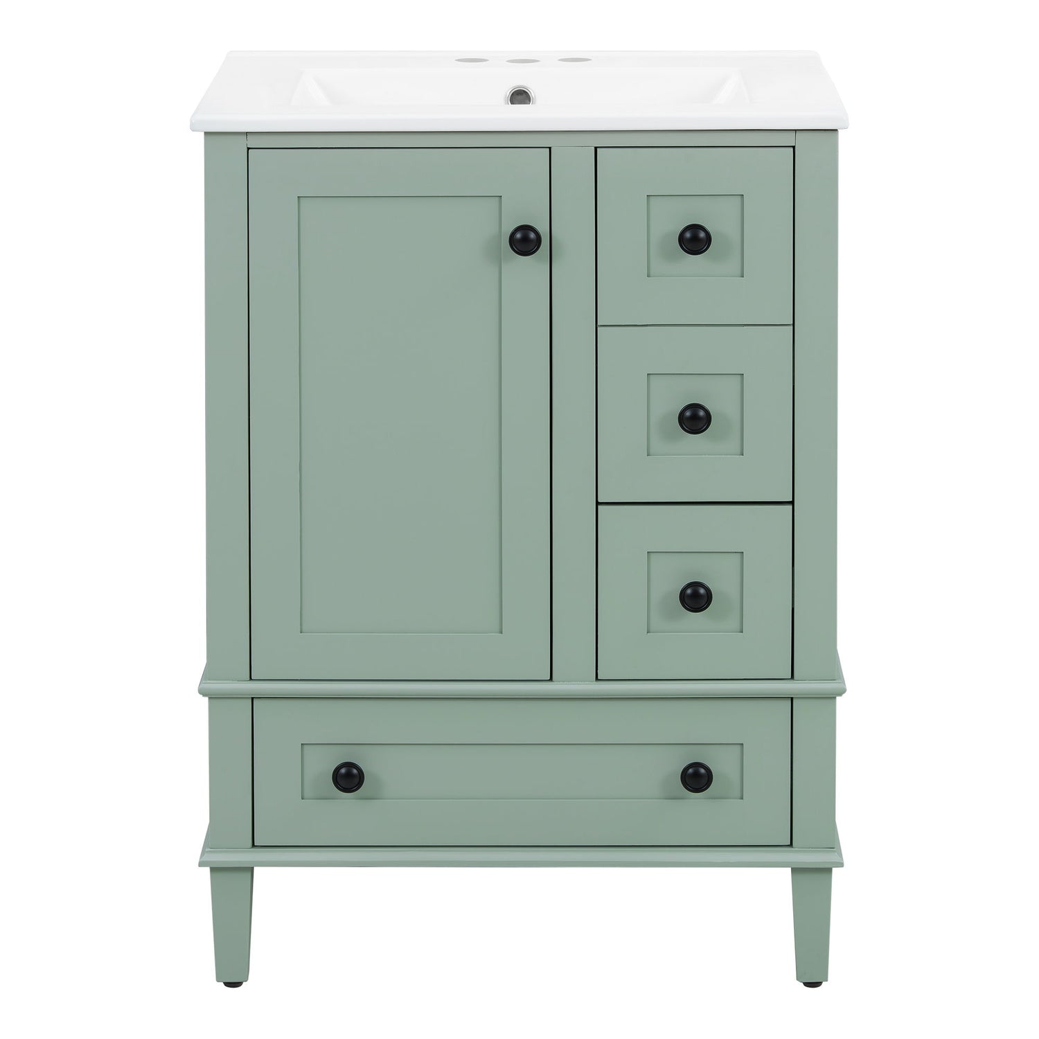 Bathroom Vanity With Integrated Basin, Soft Close Drawers, Door Mounted Double Layer Shelf