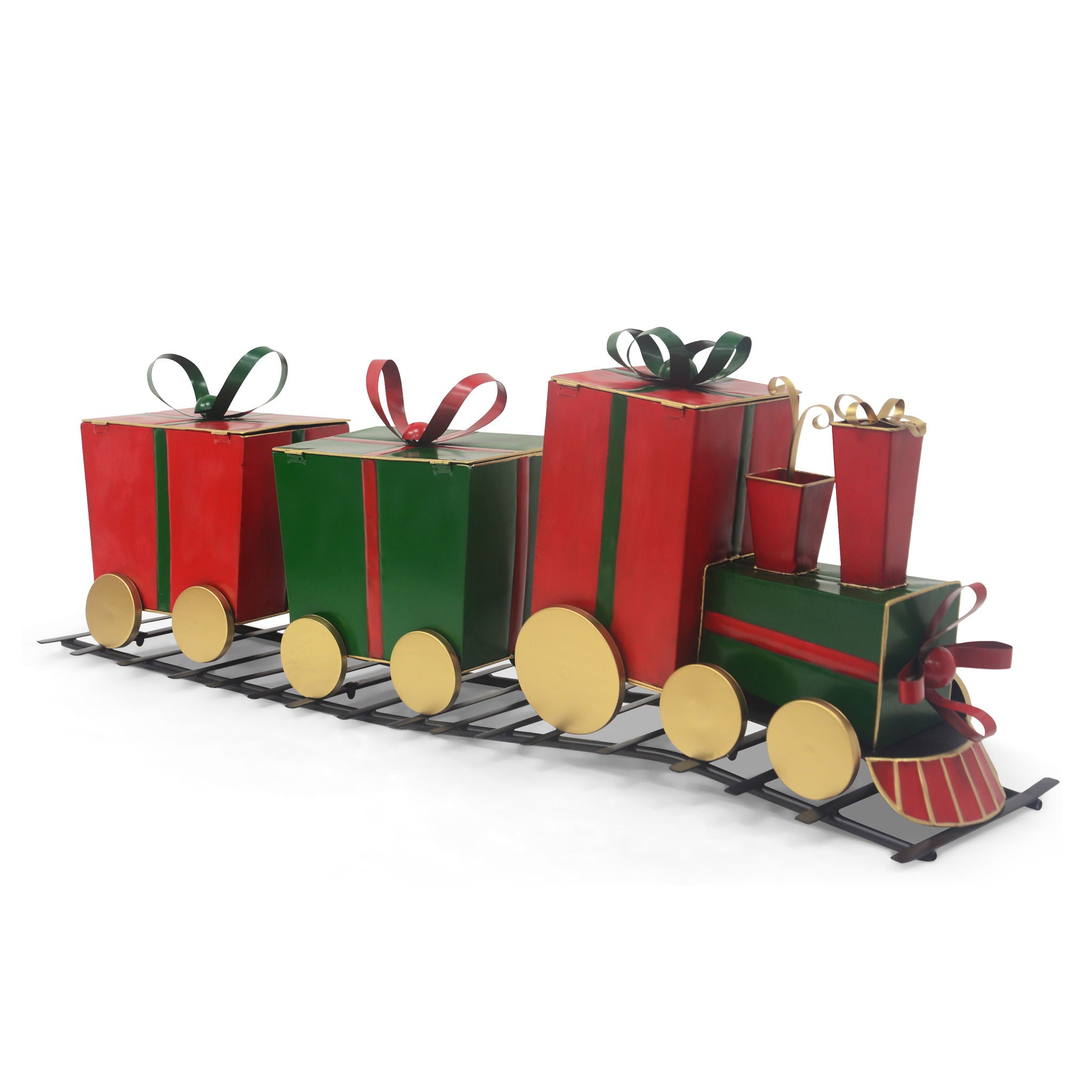 Festive Train Decor With Gift Shaped Carriages - Red
