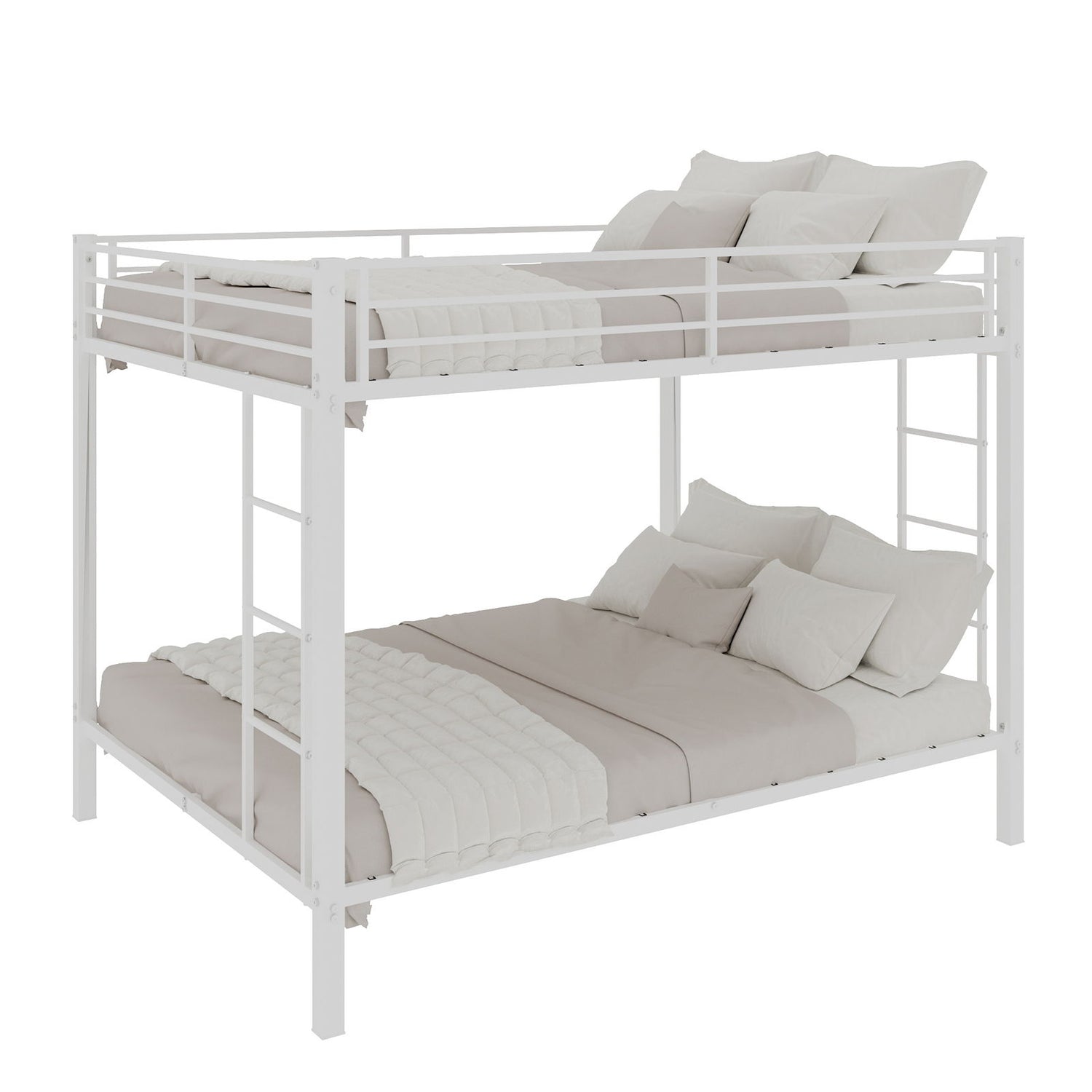 Bunk Bed For Kids, Convertible Frame With Ladders &amp; Guardrail