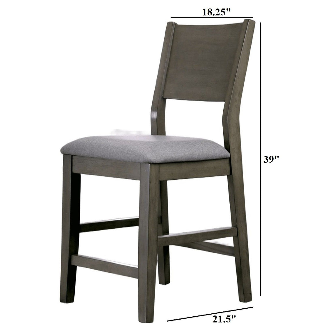 Padded Fabric Seat Panel Back Counter Height Dining Chairs (Set of 2) - Gray / Light Gray