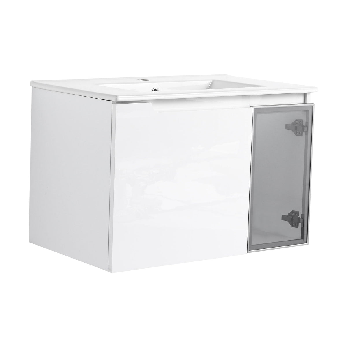 Wall Mounted Bathroom Vanity With Sink, 2 Soft Close Doors, Cabinet &amp; Half Door