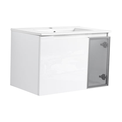 Wall Mounted Bathroom Vanity With Sink, 2 Soft Close Doors, Cabinet &amp; Half Door