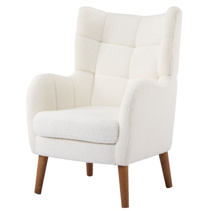 Accent Chair With Birch Wood Legs - White