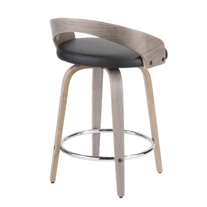 Grotto - Contemporary Fixed Height Counter Stool &amp; Swivel With Round Footrest (Set of 2)