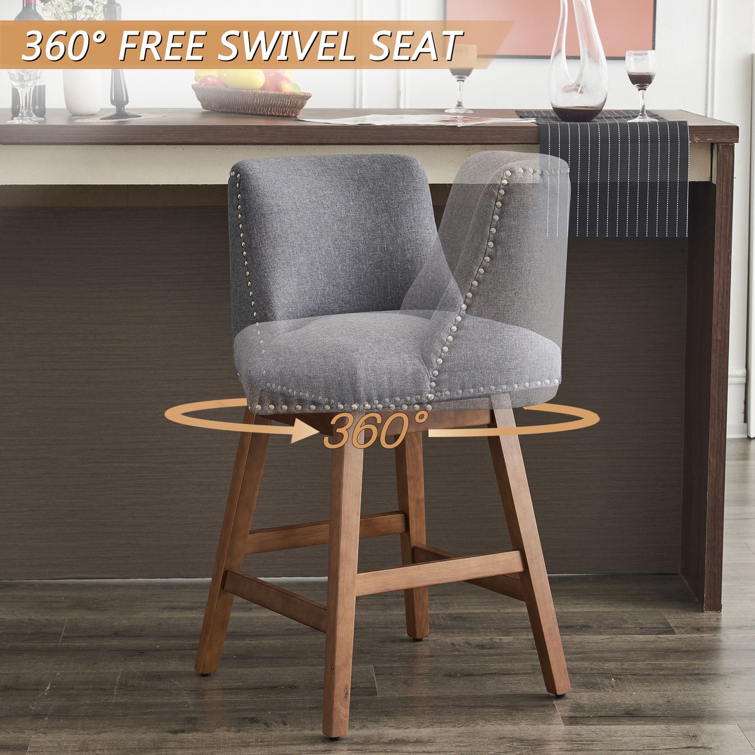 Upholstered Swivel Bar Stool