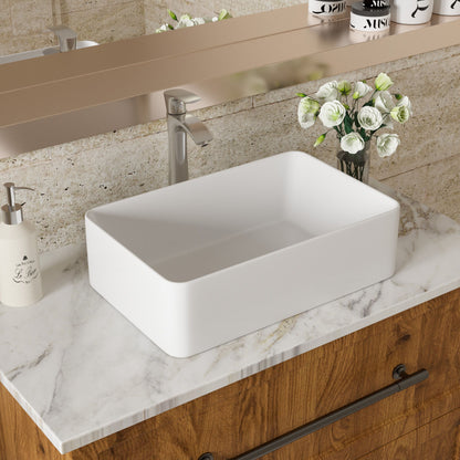 Modern European Design 21&quot; X 14&quot; Ceramic Rectangular Vessel Bathroom Sink - White