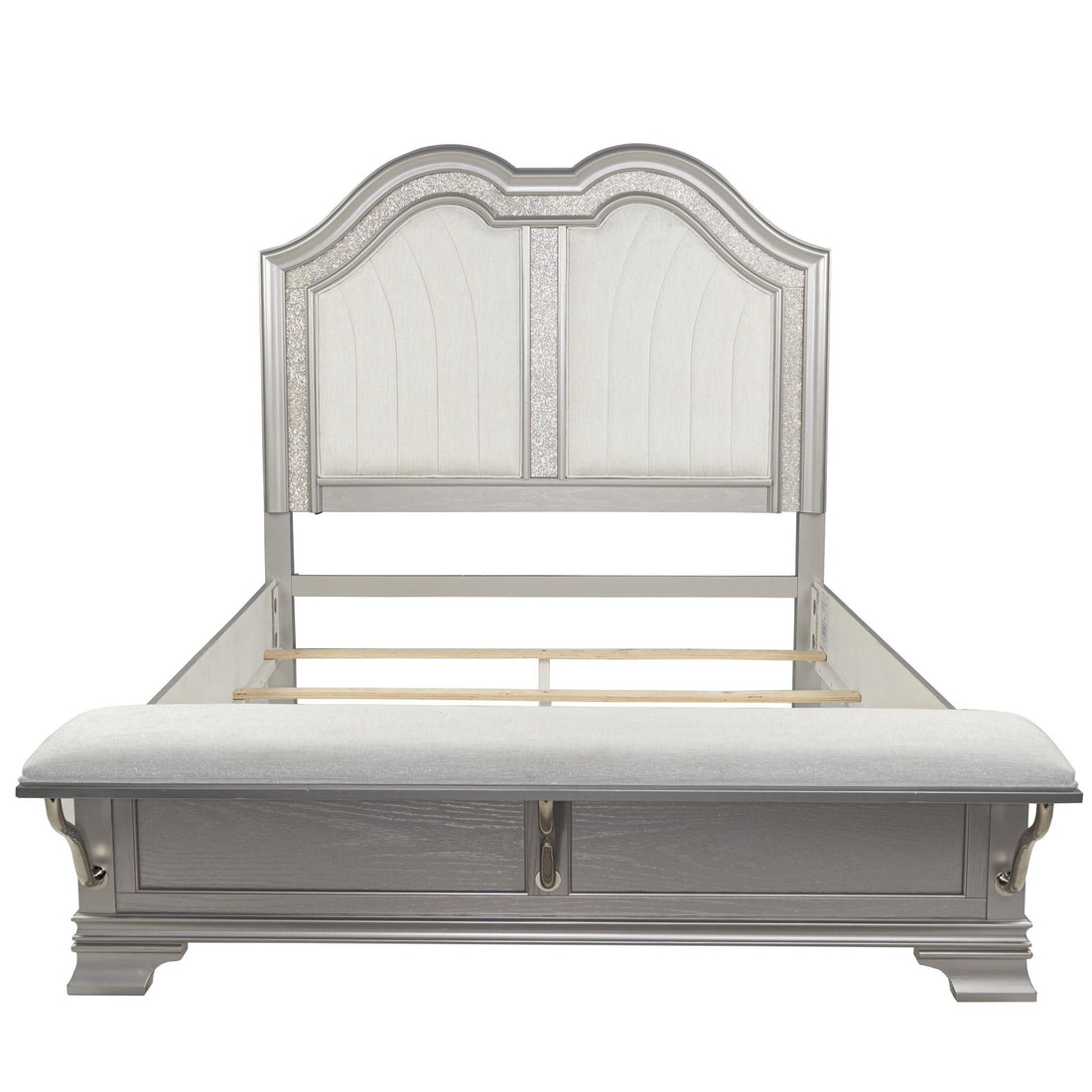 Elegant Bed With Built In Footboard Bench, USB