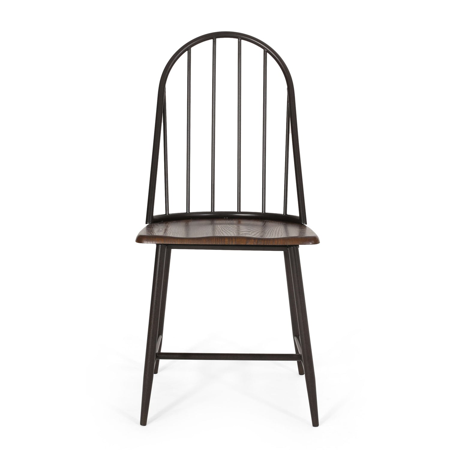 Rustic Farmhouse Style Dining Chair With Spindle Backrest - Dark Brown