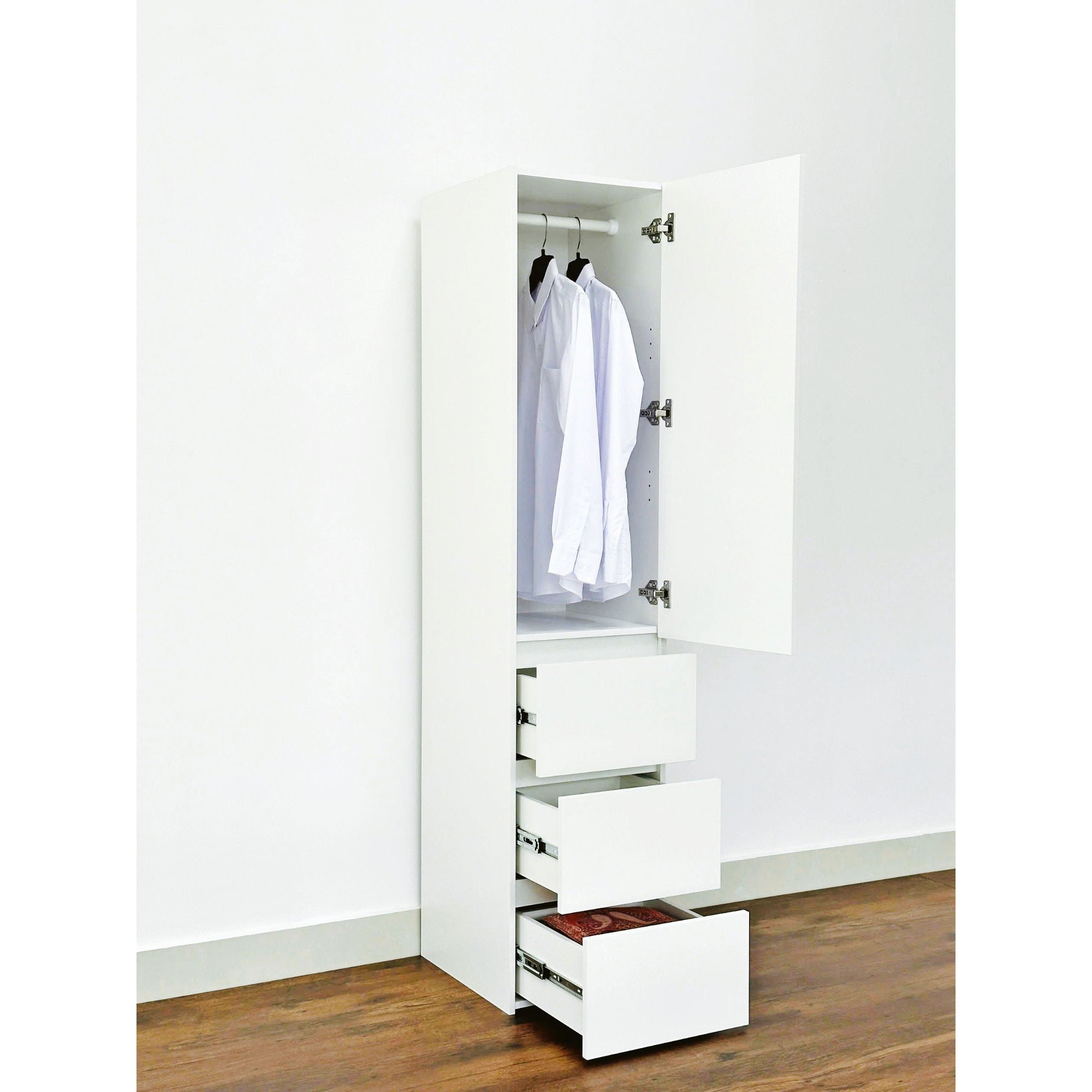 Elise - Slim Modular Wood Closet Cabinet With Drawers In Durable Melamine And Wood 71&quot; Height - White