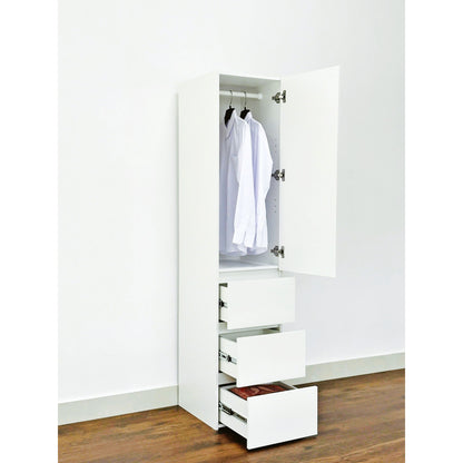 Elise - Slim Modular Wood Closet Cabinet With Drawers In Durable Melamine And Wood 71&quot; Height - White