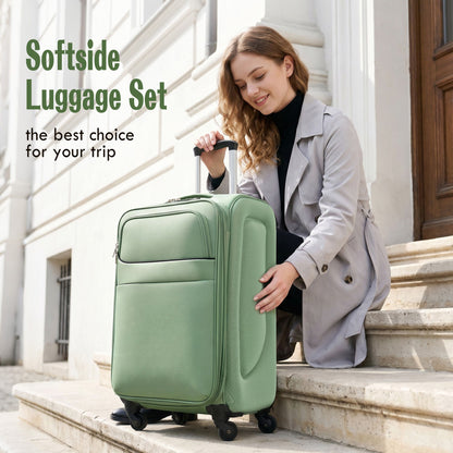 Softside Luggage 4 Piece Set With Expandable Spinner Wheels