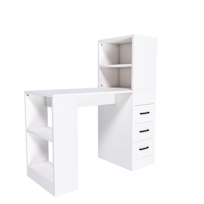 Computer Desk With 4 In 1 Socket &amp; 3 Drawers, 4 Tier Shelves