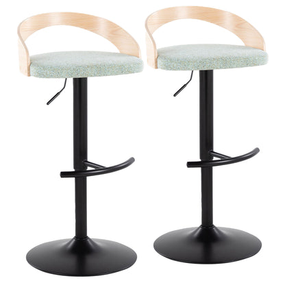 Grotto - Contemporary Adjustable Barstool With Swivel &amp; Rounded T Footrest (Set of 2)
