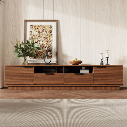 TV Stand, Entertainment Center With Deep Drawers, Cable Management &amp; Soft Closing Hinges