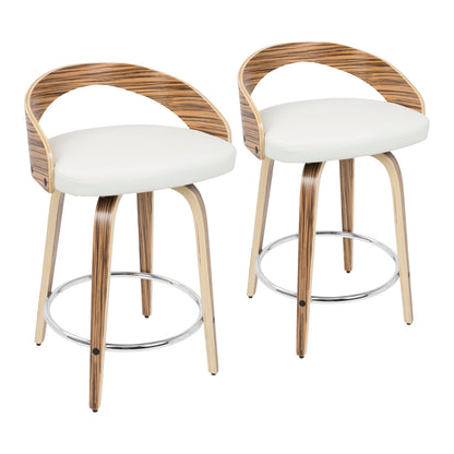 Grotto - Contemporary Fixed Height Counter Stool &amp; Swivel With Round Footrest (Set of 2)