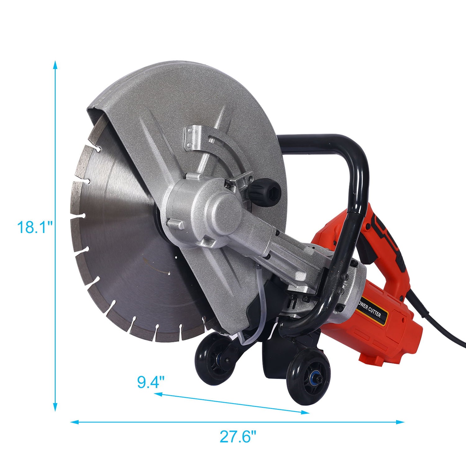 14&quot; Electric Cut Off Saw Wet / Dry Concrete Saw Cutter With Guide Roller And Water Line Attachment, 3000W - Black / Silver