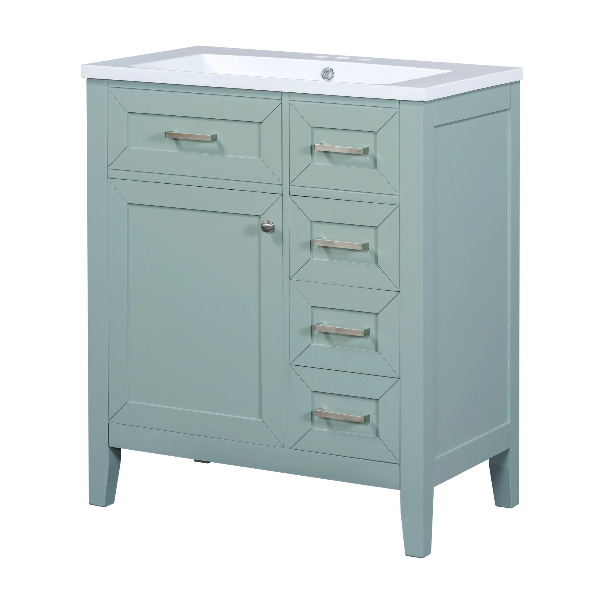 30&quot; Bathroom Vanity With Sink Combo, Bathroom Cabinet With Drawers - Green