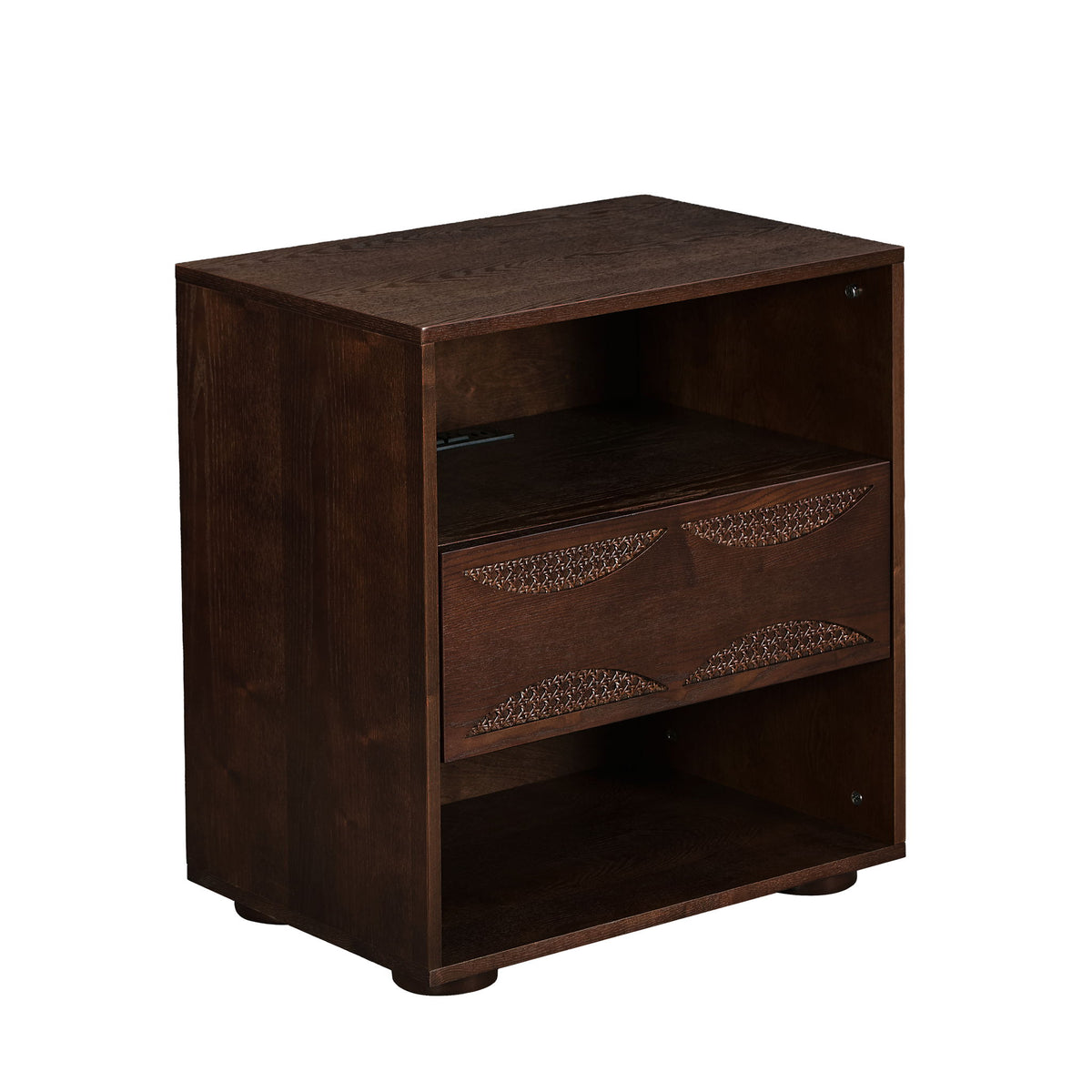 Nightstand With USB Ports &amp; Outlet Hole, End Table With Drawer
